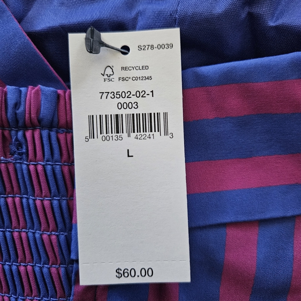 NWT - Banana Republic Purple Stripe Cotton  Cross-Back Cropped Top - Size L - Picture 11 of 13